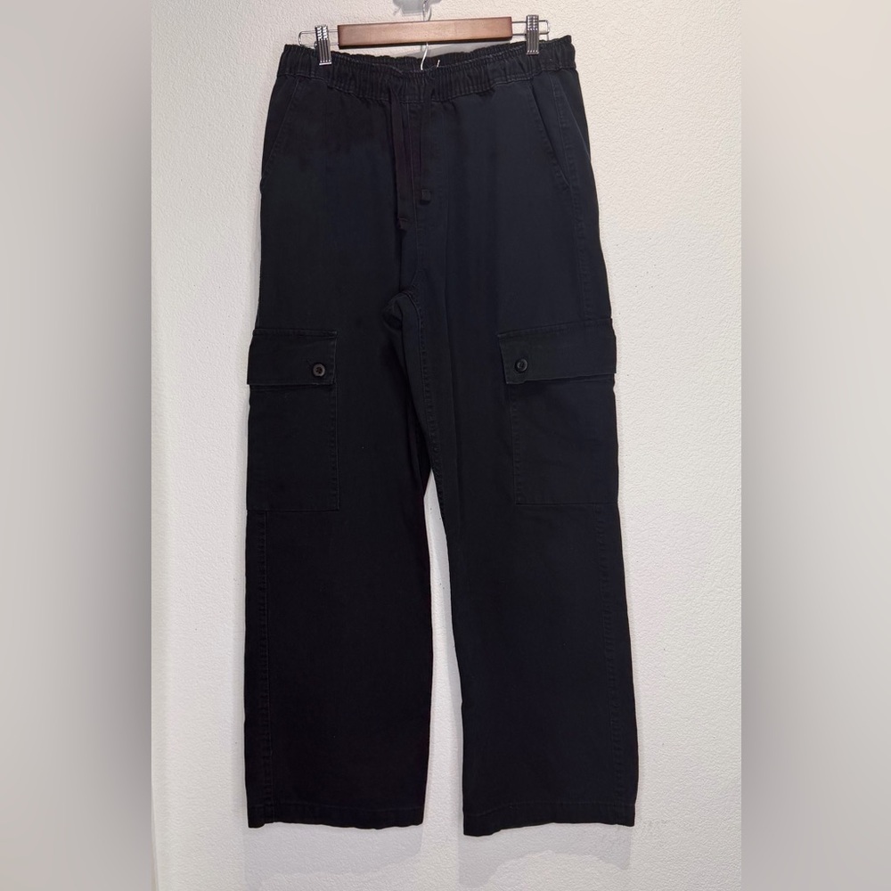Baggy Men's Black Cargo Pants with Elastic Waist